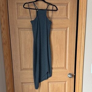 Sleek Asymmetrical Charcoal Dress